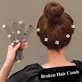 Popxstar Lovely Flower Pearl Broken Hair Organizer Girls Women Hairpin Clip Invisible Bangs Fixed Insert Comb Tiara Headband Accessories