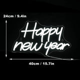 Popxstar Happy New Year Neon Sign New Years Eve Party LED Neon Light for Wall Decor Home, Bedroom Room  Christmas Happy New Year Party