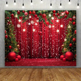 Popxstar Merry Christmas and Happy New Year Photo Background - Red Snowflakes and Christmas Ball Theme, Suitable for Family Gatherings