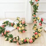 Popxstar spring decor 250CM Rose Artificial Flowers Christmas Garland for Home Room Wedding Decoration Spring Arch DIY Fake Plant Vine Autumn Garden