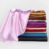 Popxstar 90cm Solid Colors Neckerchief Hijab Scarf For Women Silk Satin Headband Hair Scarves Female Square Shawls Head Scarfs For Ladies