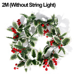 Popxstar shop party pieces Artificial Poinsettia Garland Christmas Ornaments Flower String Light Holly Berry Green Leaf Vine for Xmas Tree Table Decoration