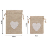 Popxstar 10Pcs Natural Linen Burlap Bag Heart Jute Drawstring Candy Gifts Packaging Bags For Wedding Birthday Party Decor Jewelry Pouches