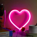 Popxstar Valentines Day Gift Battery/USB LED Neon Light Wall Decoration Butterfly Lightning Heart Neon Sign Night Light for Kids Bedroom Wedding Party Gift