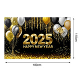 Popxstar 2025 Happy New Year Backdrops for Christmas Photography Decor Background Fireworks Celebrate Party Family Poster Photo Studio