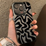 Popxstar Stripe Pattern Matte Texture Phone Case For iPhone 16 15 14 13 12 11 Pro Max XS XR 7 8 Plus SE 2022 Shockproof Bumper Back Cover