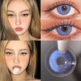 Popxstar 1Pair Blue Green Colour Contacts Lenses  Prescription Myopia Gray Eye Lenses Beauty Pupil Makeup Soft Lenses