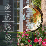 Popxstar Moon Fairy Solar Lights Outdoor Garden Decorations Crackle Glass Globe with Angel Pathway Stake Light Waterproof Lights for Path