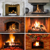 Popxstar Fireplace Fire Flame Background Winter Brick Wall firewood  Christmas  Backdrop Decoration Customize Photography Studio Props