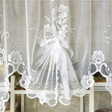 Popxstar American Pastoral White Lace Balloon Curtain Lifting Tie-Up Roman Tulle Curtain Valance For Room Kitchen Door Partition Decor