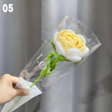 Popxstar 1PC Hand Knit Single Rose Bouquet Crochet Woven Fake Flower Daisy Tulip for Valentine's Mother's Teacher's Day Home Decoration