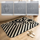 Popxstar Anti-slip Bathroom Carpet Absorbent Diatom Mud Floor Mat Shower Mats Black White Zebra Pattern Home Decoration Rug for Toilet