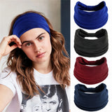 Popxstar New Boho Solid Color Wide Headbands Vintage Knot Elastic Turban Headwrap for Women Girls Cotton Soft Bandana Hair Accessories