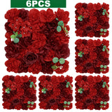 Popxstar 6PCS Artificial Flowers Rose Wall Panel 3D Flower Backdrop for Home Salon Wedding Party  Bridal Shower indoor Outdoor Decoration