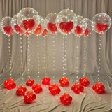 Popxstar Led Luminous String Lights, Transparent Wave Balloon, Red Heart-Shaped Balloon Suitable for Valentine's Day, Wedding, Confession, Birthday Party, Luminous Party, Bridal Shower, Christmas, Halloween, Party Decorations