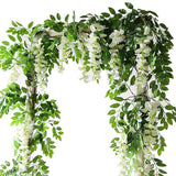 Popxstar 2Pcs Garden Silk Wisteria Vine Artificial Wisteria Flowers Hanging Garland for Outdoor Ceremony Wedding Arch Floral Decoration