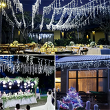 Popxstar shop party pieces Solar Curtain Icicle Lights Outdoor Eaves Decoration Lights 8 Lighting Modes Wedding Christmas Party Garden Fairy Lights String