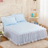 Popxstar 1pcs Elegant Princess Bed Skirt Non-slip Mattress Cover Ruffled Lace Bed Skirt Bedsheet Protector Bedspread No Pillowcase