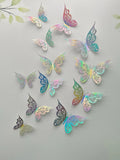 Popxstar 12 Pieces 3D Hollow Butterfly Wall Sticker Bedroom Living Room Home Decoration Paper Butterfly