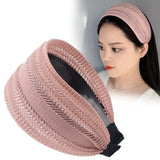 Popxstar New Vintage Lace Shiny Hair Hoop Headband Temperament Wide Side Hairbands Women Hollow Non Slip Elegant Head Wrap Headwear