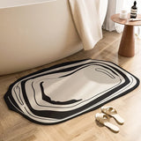 Popxstar Anti-slip Bathroom Carpet Absorbent Diatom Mud Floor Mat Shower Mats Black White Zebra Pattern Home Decoration Rug for Toilet