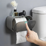 Popxstar Wall Mount Toilet Paper Holder Punch-free Toilet Tissue Waterproof Storage Boxs Multifunction Organizer Bathroom Accessories
