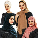 Popxstar Big Size Crinkle Cotton Hijab Scarf Women Turban Shawl Plain Bandana Breathable Women's Shawls Foulard Hijab Hood Ramadan