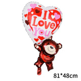 Popxstar Large Valentine's Day Red Rose Balloons Rose Flower Shape Foil Balloons Mother's Day Valentine's Day Gift Decorations Balloon