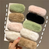 Popxstar Winter Plush Cute Hair Clip Grasping Lamb Children's Broken Hair Pin Clip Headwear Hair Accessories for Girls  Korean Style