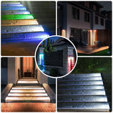 Popxstar LED Step Lamp Stair Light Outdoor IP67 Waterproof Solar Light With Lens Anti-theft Design Decor Lighting For Garden Deck Path