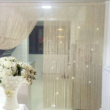 Popxstar Glitter Door String Curtain Silver Ribbon Shiny Tassel Flash Line Curtain Valance for Window Room Home Decoration