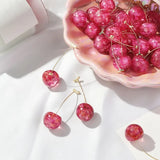 Popxstar Fashion Women's Acrylic Earrings Geometric Cherry Long Drop Earrings