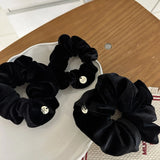 Popxstar Woman Elegant Velvet Elastics Hair Band Small Golden Tablet Solid Color Scrunchies Hair Ties Ponytail Holder Hair Accessories