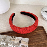 Popxstar Red Knitting Wool Headband for Women Girl Wide Side Sponge Hair Hoop Christmas Decorate Hair Band New Year Hair Accessories