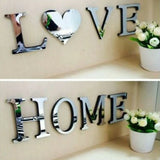 4pcs Letter Wall Stickers Letters Love Mirror Tiles Wall Sticker Self-Adhesive Wall Decal Art Wallpapers Wall Home Room Decor