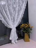 Popxstar shabby chic Floral Lace Sheer Curtains for Living Room Tulle Rod Pocket Guaze Window Bedroom Curtain Panel 1PC