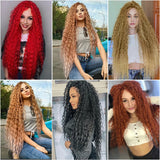 Popxstar 32 Inch Synthetic Pre Stretched Deep Wave Crochet Hair Yaki Ombre Braiding Hair High Temperature Fiber Extensions for Women