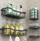 Bathroom Storage Rack Kitchen Organizer Shelf Black Shelves Corner Frame Iron Shower Punch Free Mounted Caddy Rack