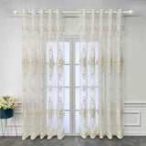 Popxstar French Luxury White Flowers Beads Embroidered Sheer Tulle Embossed Curtains For Bedroom Living Room Window Voile Fabric Drapes