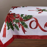 Popxstar holiday tablescape Christmas Ribbon Tablecloth Merry Xmas Table Cloth Harvest Holiday Fall Wedding Party Table Dinning Tablecover Home Decoration