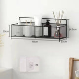 Popxstar Black Wall-Mounted Bathroom Shelf Shower Shampoo Rack Kitchen Condiment Storage Basket Toilet Soap Holder Bathroom Organizer