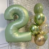 Popxstar 32/40inch Vintage Green Number Balloon With Retro Green Balloons Set for Happy Birthday Party Decorations Baby Shower Supply