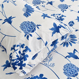 Popxstar Twin Fitted Bed Sheet with Elastic Blue Flower Printed Bed Cover Single/Queen/King Bed Linen Reactive Printed Mattress Cover 180