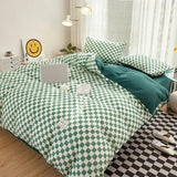 Popxstar Japan Style Plaid Queen Size Duvet Cover Set with Sheets High Quality Skin Friendly Bedding Set King Single Double Bedding Sets