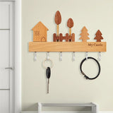 Popxstar Creative Wooden Wall Mounted Key Storage Rack with 6 Hooks Wall Key Organizer,Home Decor for Entryway Hallway