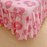 Popxstar 1PC Pink Leopard Print Bed Cover Bed Mattress Lace Bed Skirt Single Ful Queen King Size Bedsheets Skirts (Pillowcase Need Order)