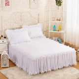 Popxstar 1pcs Elegant Princess Bed Skirt Non-slip Mattress Cover Ruffled Lace Bed Skirt Bedsheet Protector Bedspread No Pillowcase