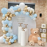 Popxstar Dusty Blue White Balloon Garland Kit Pastel Light Arch Wedding Birthday Party Baby Shower Baptism Christening Party Decorations