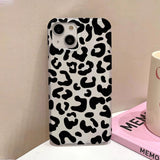 Popxstar INS Black Leopard Print Phone Case For iPhone 15 13 11 12 14 16 Pro Max 13 12 Mini 15 16 Plus Soft Shockproof Bumper Cover Funda