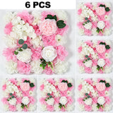 Popxstar 6PCS Artificial Flowers Rose Wall Panel 3D Flower Backdrop for Home Salon Wedding Party  Bridal Shower indoor Outdoor Decoration